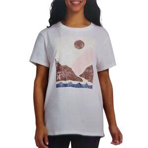 Hurley L Rugged Lightweight Cotton Tee Rustic Mountain Graphic Shirt Retro Top